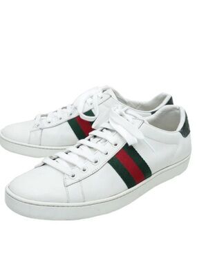 Genuine Gucci Classic White Leather Sneakers Size 9 Women/7.5 Men Excellent Con